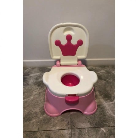 Olita portabila 3 in 1 Queen's Throne ,reductor wc ,usor de asamblat,efecte luminoase,usor de depozitat,roz/alb [2]