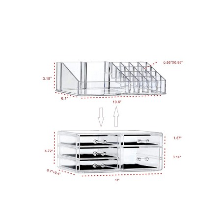 Organizator accesorii cosmetice Make up Wardrobe, format din 2 parti, 5 sertare si 16 compartimente, 24x19 cm [5]