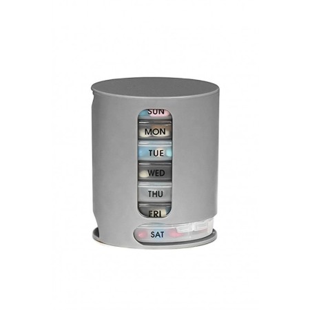 Organizator medicamente PillTime Doty®, 7 compartimente, saptamanal, gri, pastrare igienica a pastilelor [1]