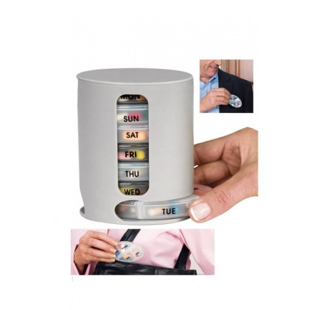 Acasa - Organizator medicamente PillTime Doty®, 7 compartimente, saptamanal, gri, pastrare igienica a pastilelor