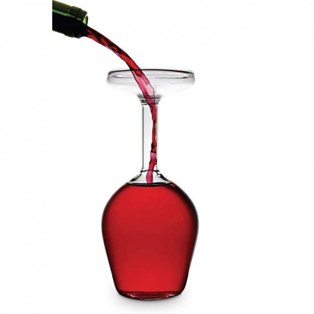 USTENSILE & ARTICOLE BUCATARIE - Pahar Reverse Drink, design creativ, cu susul in jos, 350 ml, sticla, transparent