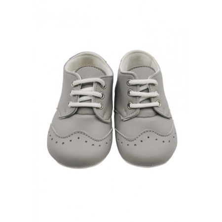 Igiena si ingrijire - Pantofi copii, din piele ecologica, eleganti, simpli cu siret, marime 19, gri, Doty.®