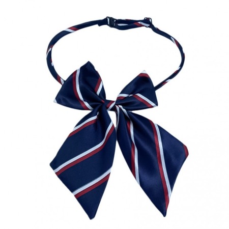 Zgărzi si hamuri pisici - Papion tip funda Fashion Ally , pentru animale de companie, mici,44-32 cm, reglabila, model dungi, albastru inchis