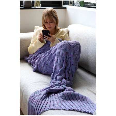 Cadouri unice - Patura FairyTail Blanket, model coada de sirena, 195 cm , acril 100 % , mov