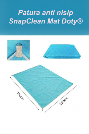 Patura SnapClean Mat Doty® pentru plaja, picnic sau camping anti-nisip din poliester albastru, 200 cm x 200 cm, confortabila, usor de transportat [3]