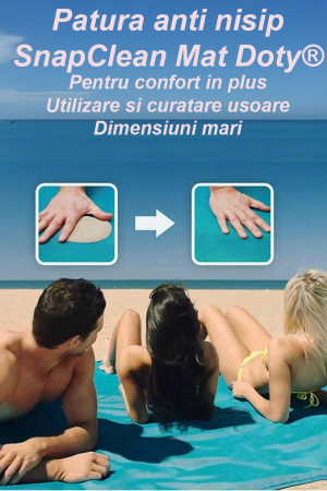 Patura SnapClean Mat Doty® pentru plaja, picnic sau camping anti-nisip din poliester albastru, 200 cm x 200 cm, confortabila, usor de transportat [1]