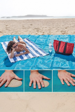 Patura SnapClean Mat Doty® pentru plaja, picnic sau camping anti-nisip din poliester albastru, 200 cm x 200 cm, confortabila, usor de transportat [8]