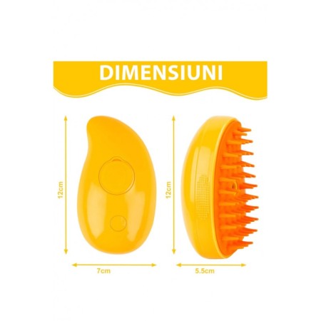 Perie cu abur 3 in1 PawPuff Doty® pentru animalele de companie, USB, curata/indeparteaza parul/maseaza, galbena [5]