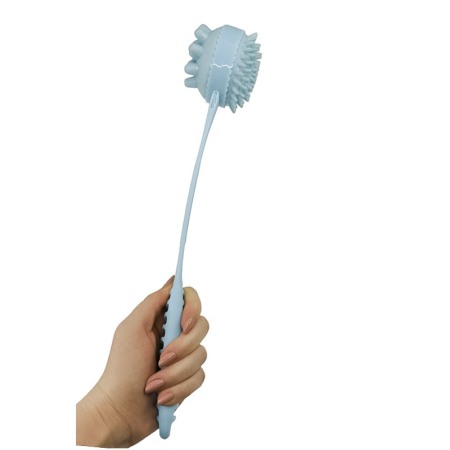 Perie de baie din silicon WashyHand Doty®, cu maner, 2 capete, deisgn ergonimic, baby blue, 37 cm [3]