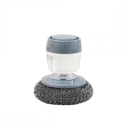 Perie de sarma pentru spalat vase GreyBrush, cu rezervor pentru detergent, universala, gri,10x10 cm [3]