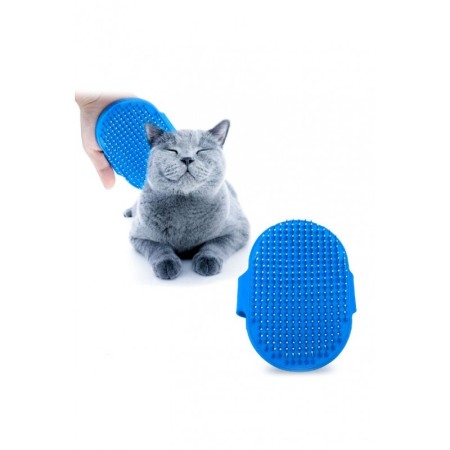 Perie din silicon tip manusa pentru animalele de companie, suport de prindere pentru mana, usoara si practica, albastru, doty [3]