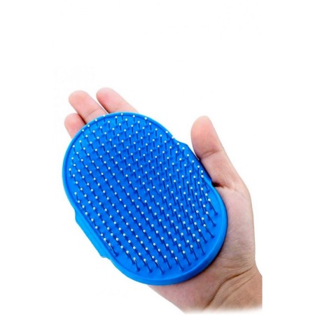 Perie din silicon tip manusa pentru animalele de companie, suport de prindere pentru mana, usoara si practica, albastru, doty [1]