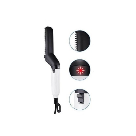 Perie electrica pentru barbati, indreapta parul si barba,incalzire rapida, usor de utilizat,maner simplu si ergonomic, alb/negru [5]