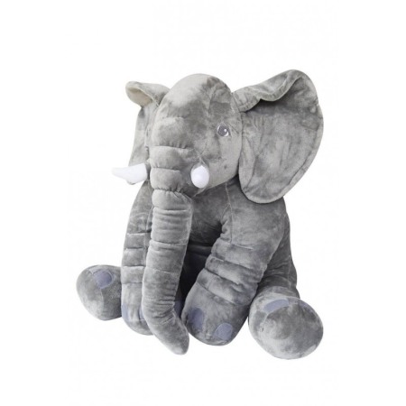 Jucarii bebelusi - Perna de plus 2 in 1 pentru bebelusi Baby Elephant, materiale moale, 60x20x40 cm, forma elefant, gri