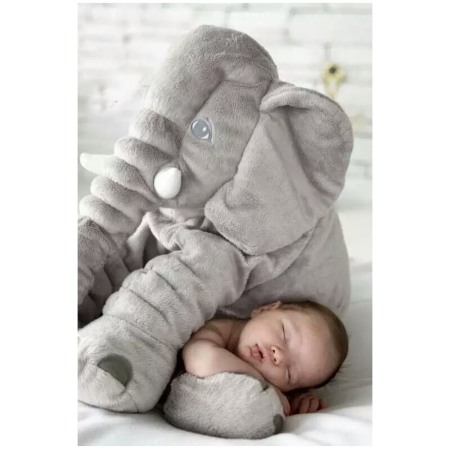 Perna de plus 2 in 1 pentru bebelusi Baby Elephant, materiale moale, 60x20x40 cm, forma elefant, gri [6]