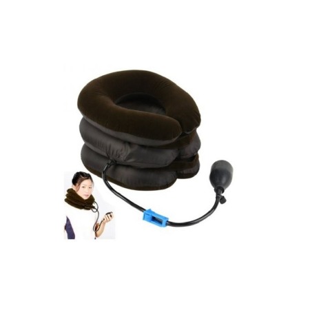 INGRIJIRE PERSONALA - Perna gonflabila cervicala FadePain, tip guler cervical, pentru elongare si eliminarea durerilor cervicale, reglabila, maro