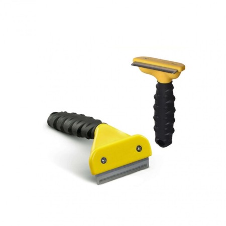 Pieptene ShortFuzz pentru animalele de companie, maner antiderapant,usor de utilizat, eficient, 10,16 cm, galben [7]