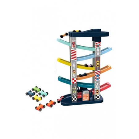 Pista cu 6 masinute Let's Race, tip circuit, 40x30 cm, 6 etaje colorate, joc interactiv si distractiv, multicolor, Doty®️ [2]