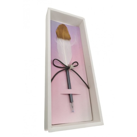 Pix Feather Writer, cu pana si accesoriu, elegant, alb cu accente aurii, Doty®️ [3]