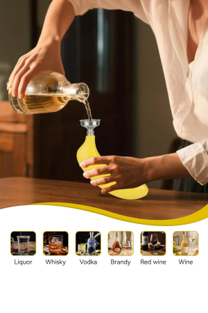 Acasa - Plosca SlipSip®, portabila, design creativ, comic, forma banana, inox, 150ml, 17x6cm, galben