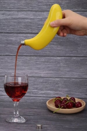 Plosca SlipSip®, portabila, design creativ, comic, forma banana, inox, 150ml, 17x6cm, galben [2]
