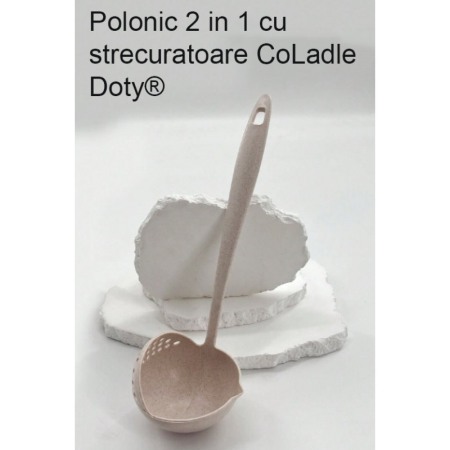 Polonic 2 in1 cu strecuratoare CoLadle Doty®, 28 cm, practic si usor de folosit, se poate agata, multicolor [3]