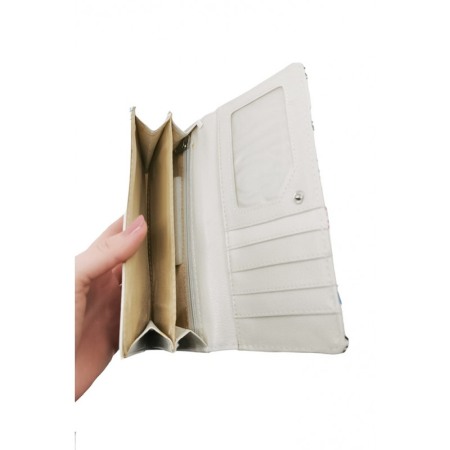 Portofel BowBunny, multiple compartimente, piele ecologica, prindere cu capsa, 18x10 cm, alb [2]