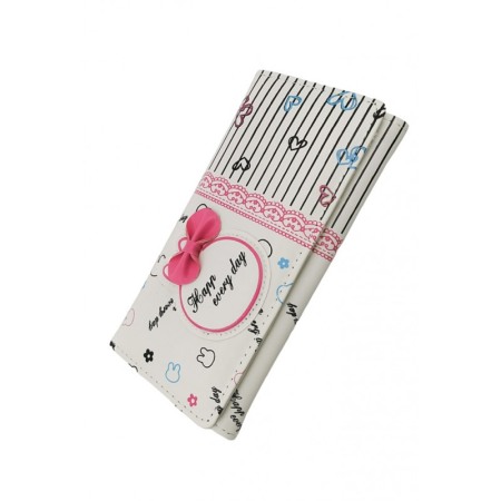 Portofel BowBunny, multiple compartimente, piele ecologica, prindere cu capsa, 18x10 cm, alb [1]
