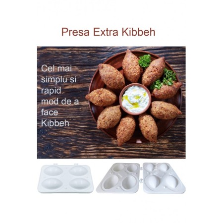 Presa manuala ExtraKibbeh, pentru falafel, kibbeh sau alte preparate, usor de utilizat si curatat, 4 forme, alb, Doty®️ [4]