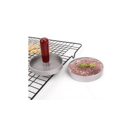 Presa manuala pentru hamburgeri Press It cu 50 de foi de hartie incluse, cu striatii, 12 cmx2 cm, metalic, gri, Doty®️ [6]