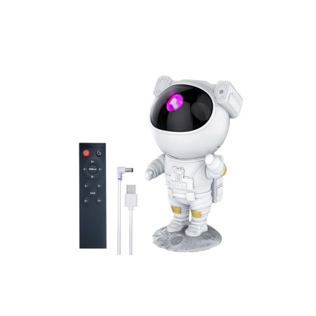 Camera copilului - Proiector AstroGalaxy tip lampa de veghe, in forma de astronaut, 9 moduri, telecomanda si USB inclus, 22.5x10 cm, alb, Doty®