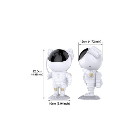 Proiector AstroGalaxy tip lampa de veghe, in forma de astronaut, 9 moduri, telecomanda si USB inclus, 22.5x10 cm, alb, Doty® [2]