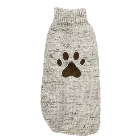 Pisici - Pulover tricotat pentru caini si pisici TopPaw Doty®, model labuta, gri, 27 cm, marime XS