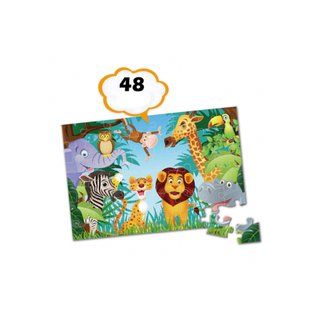 Pentru bebe si copii - Puzzle cu piese mari, imprimeu cu animale , multicolor, 48 piese, 90 cm x 60 cm ,Doty