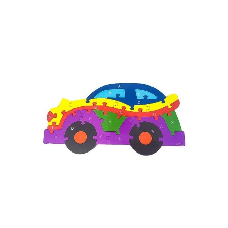 Pentru bebe si copii - Puzzle din lemn masinuta alfabetic si numare ,22 piese , multicolor , Doty