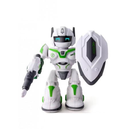 Jucarii & jocuri educative - Robot de jucarie CoolestRobot Doty®, se invarte, spune povesti in lb engleza, arunca sageti, scut inclus, alb/verde