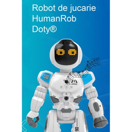 Robot de jucarie HumanRob Toby Doty, ecran tactil, vorbeste, expresii faciale, cu telecomanda, 42 cm, alb [5]