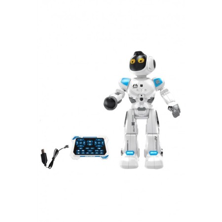 Robot de jucarie HumanRob Toby Doty, ecran tactil, vorbeste, expresii faciale, cu telecomanda, 42 cm, alb [1]