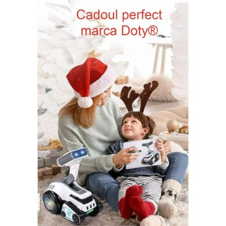 Robot de jucarie interactiv MoonRob Doty®, inteligent, efecte luminoase, canta, se roteste, distractiv, design creativ, alb [2]