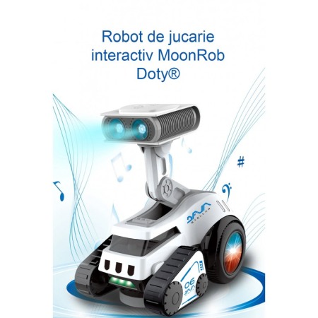 Pentru bebe si copii - Robot de jucarie interactiv MoonRob Doty®, inteligent, efecte luminoase, canta, se roteste, distractiv, design creativ, alb