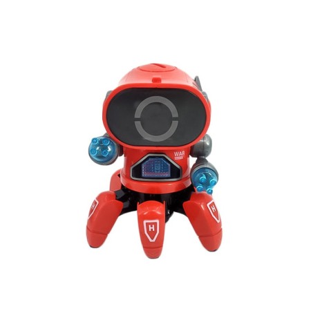 Robot de jucarie pentru copii Dancing Squid, efecte luminoase si sonore, danseaza, design modern, 19 cm, rosu [4]