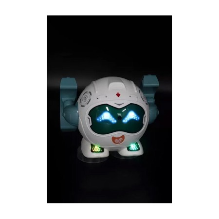 Robot de jucarie TumbleRob Doty®, lumini si sunet, se rostogoleste 360 grade, senzor la atingere si la sunet, alb/albastru [3]