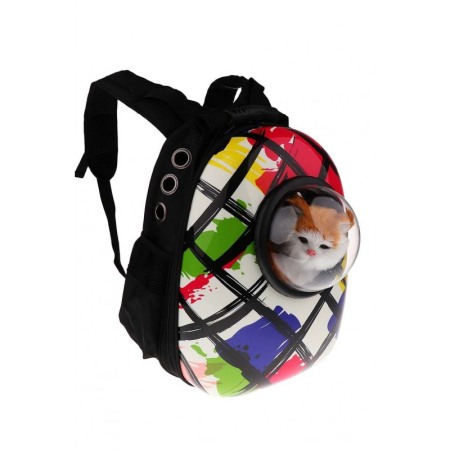 Transport pisici și alte accesorii - Rucsac colorat  cu capsula astronaut, pentru transportul animalelor de companie mici, negru, Doty