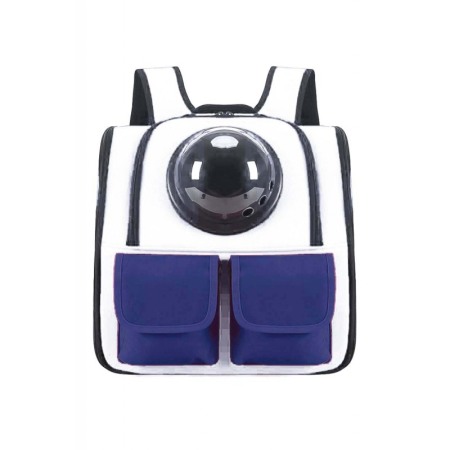 Rucsac cu bula de astronaut , buzunare frontale,  alb cu bleumarin , 36 cm , doty [3]