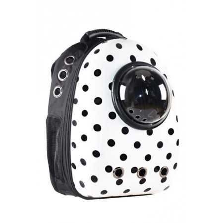 Rucsac cu capsula astronaut, pentru transportul animalelor de companie mici, cu buline, alb/negru, Doty.® [3]