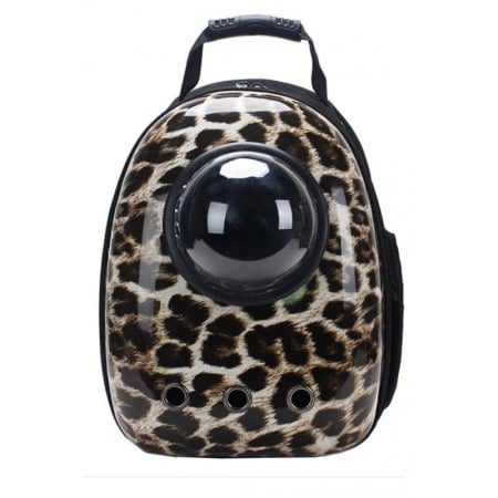 Transport pisici și alte accesorii - Rucsac  cu capsula astronaut, pentru transportul animalelor de companie mici, negru /animal print , Doty
