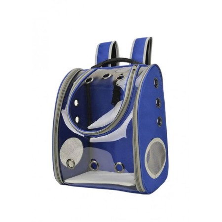 Pisici - Rucsac full geam, pentru transportul animalelor de companie mici, albastru, 40 cm, Doty®