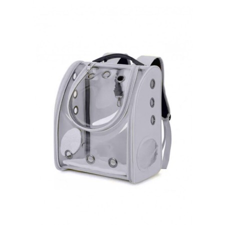 Pisici - Rucsac full geam, pentru transportul animalelor de companie mici, gri, 40 cm, Doty®