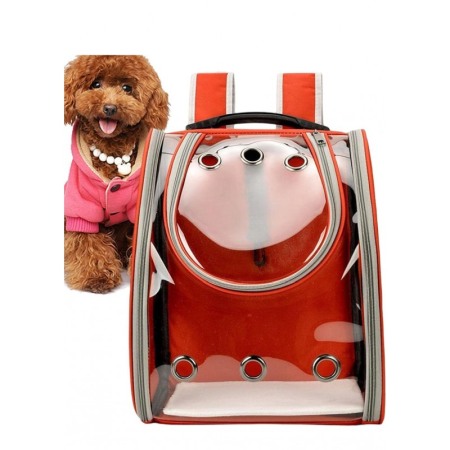 Rucsac full geam, pentru transportul animalelor de companie mici, rosu, 40 cm, Doty® [3]