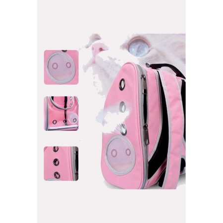 Rucsac  full geam , pentru transportul animalelor de companie mici, roz ,  40 cm ,Doty [4]